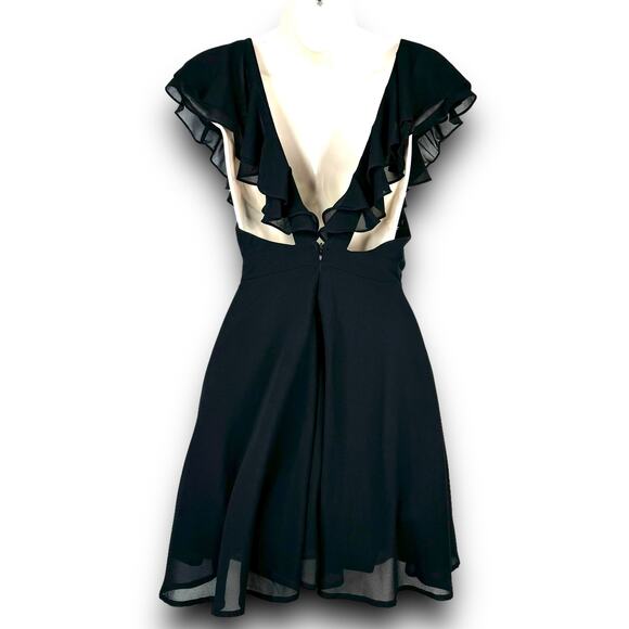 Lulus Little Black Ruffle Mini Dress Flutter Sleeves Vneckline Sleeveless XS - Picture 7 of 10